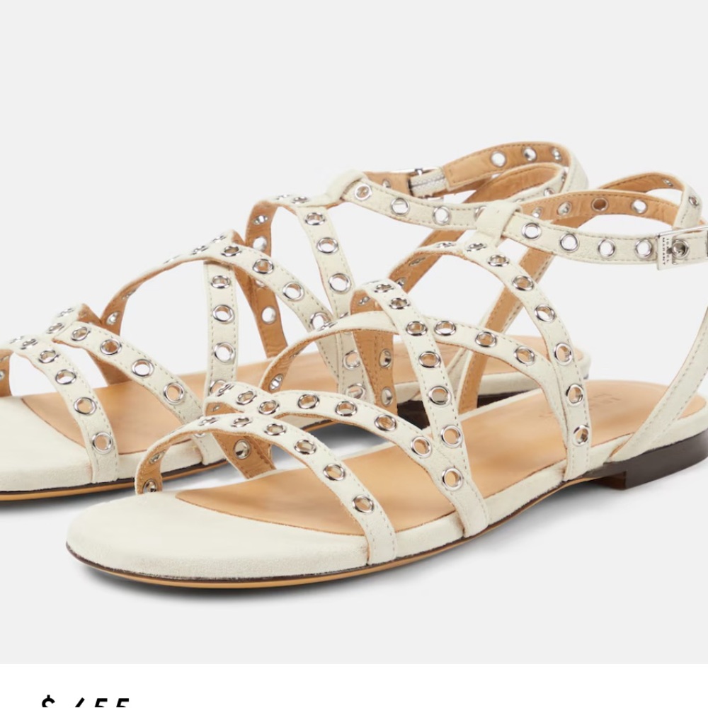 ISABEL MARANT Lipa white suede sandal FR37 no box has shoe bag $655 - Picture 5 of 8